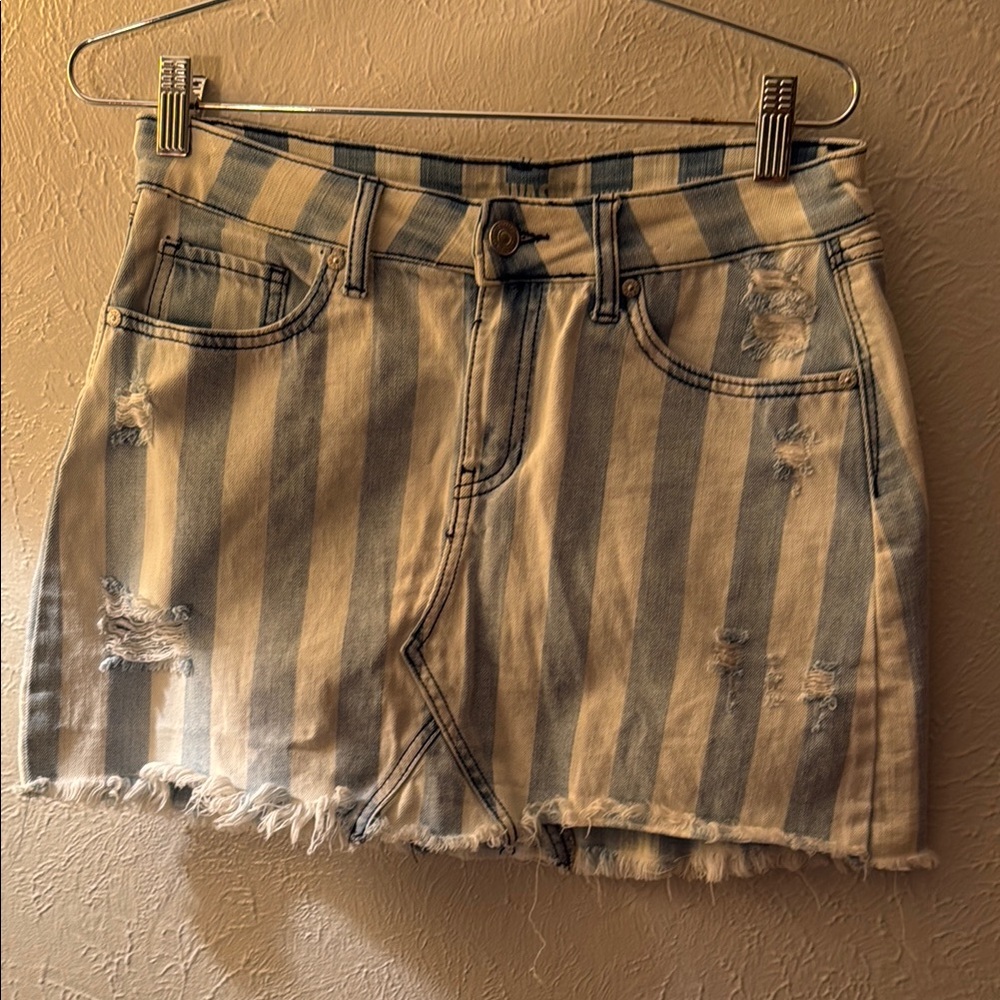 Striped Denim Skirt